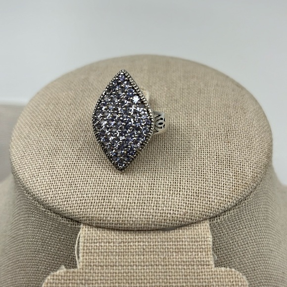 Vintage Estate 925 Sterling Silver Amethyst Statement Ring - Size 7 - Picture 5 of 17